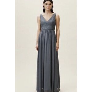 NWT Anthropologie BHLDN Kia Maxi Dress V Neck Chiffon Hydrangea